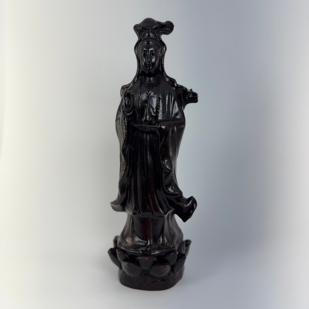 Kwan Yin Kanzeon Statue Bodhisattva of Cosmic Compassion 11.5" Standing on Lotus